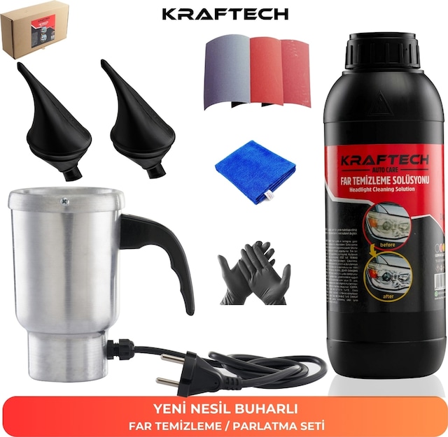 Kraftech Buharlı Araba Far Temizleme Far Parlatma Seti N11.2984