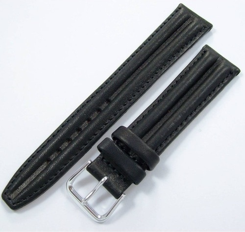 Upper Deri Saat Kayışı 18Mm Siyah Saat Kordonu Çift Fitilli Spor