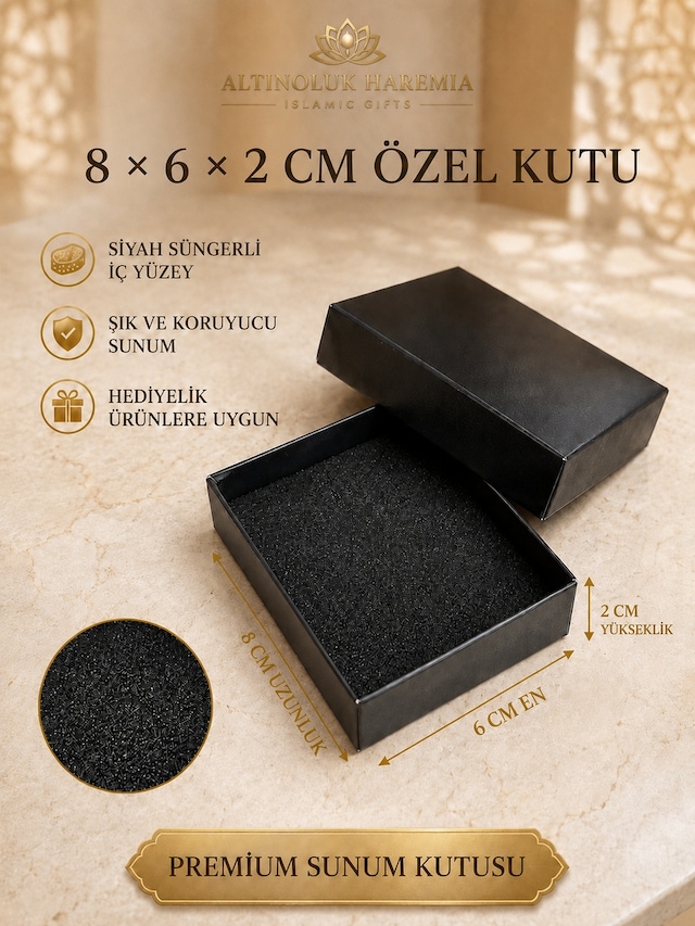8x6x2 Cm Özel Kutu Siyah Süngerli Hediyelik Premium Sunum Kutusu