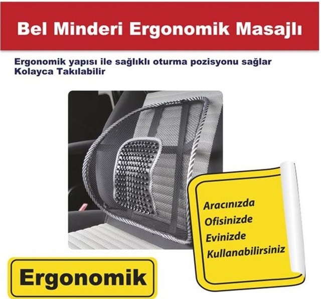 Bel Arkası Masajlı Sırtlık Ortopedik Siyah