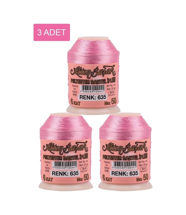Ers 3 Adet Altınbaşak Oya Ve Dantel İpi 20 Gr - Royaleks - No: 635