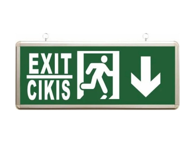 Acil Çıkış Exit Tabela Aşağı Yön Armatür Ledli 3 Saat Akülü