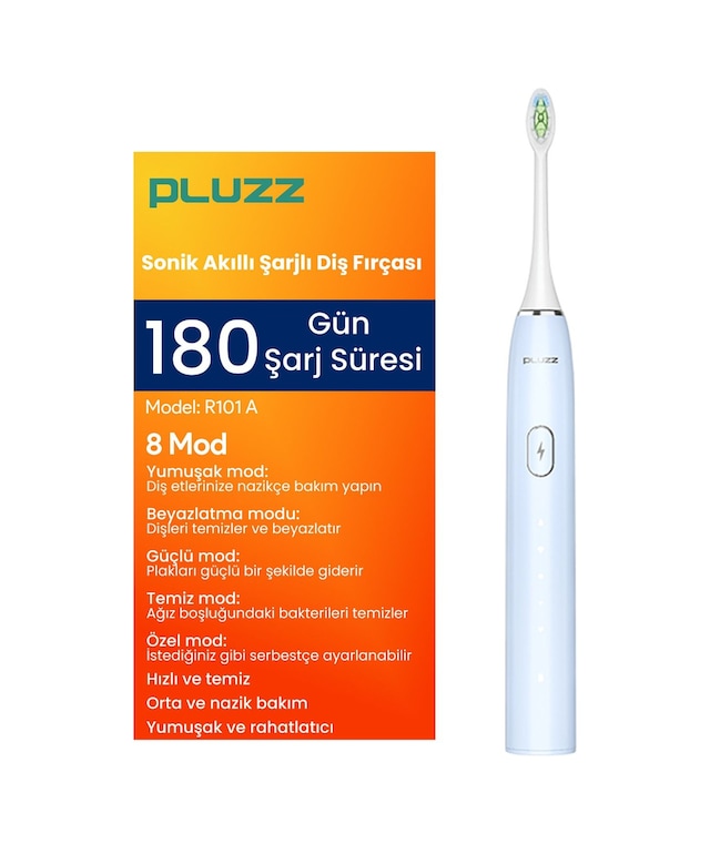 R101a Smart Sonik Şarjlı Diş Fırçası 180 Gün Şarj Süresi - Mavi - 647587727
