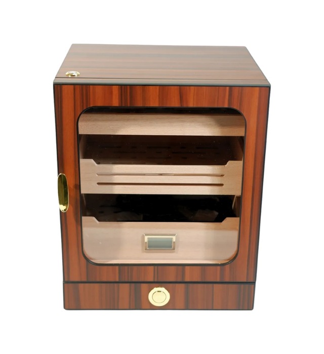 Premiumquality Las Condes Aksesuar Çekmeceli İçi Ledli Kahverengi Sedir Humidor Puro Kutusu 00000tr9826