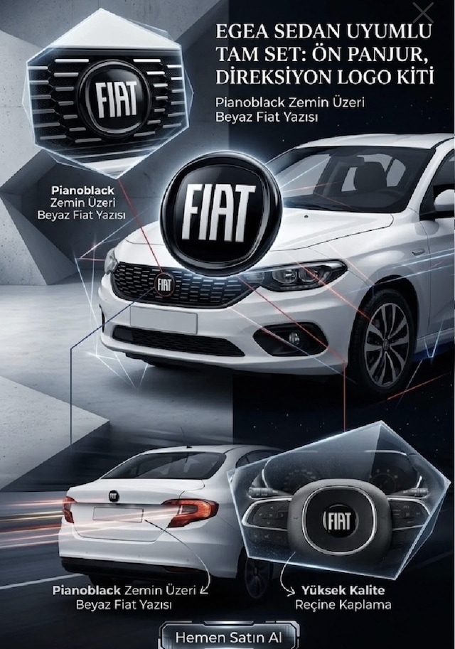 Fiat Egea Logo Seti Logo Direksiyon Panjur Bagaj Arma Diğer Araç Modellerine Uymaz Damla Etiket