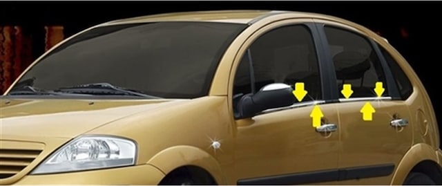 Woc Chrome Citroen C3 Krom Cam Çıtası 2002-2009 4 Parça Paslanmaz
