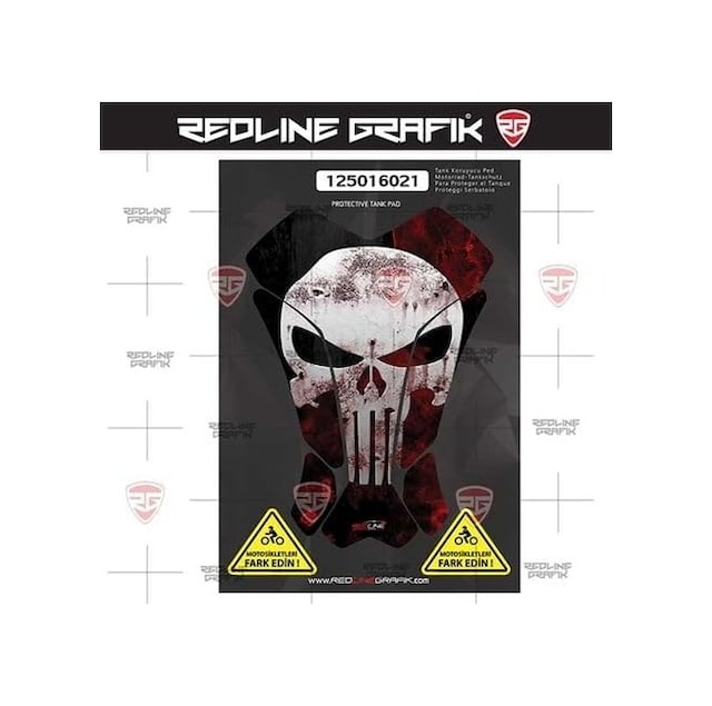 Redline Grafik Punisher Desenli Motosiklet Tank Pad Universal Model