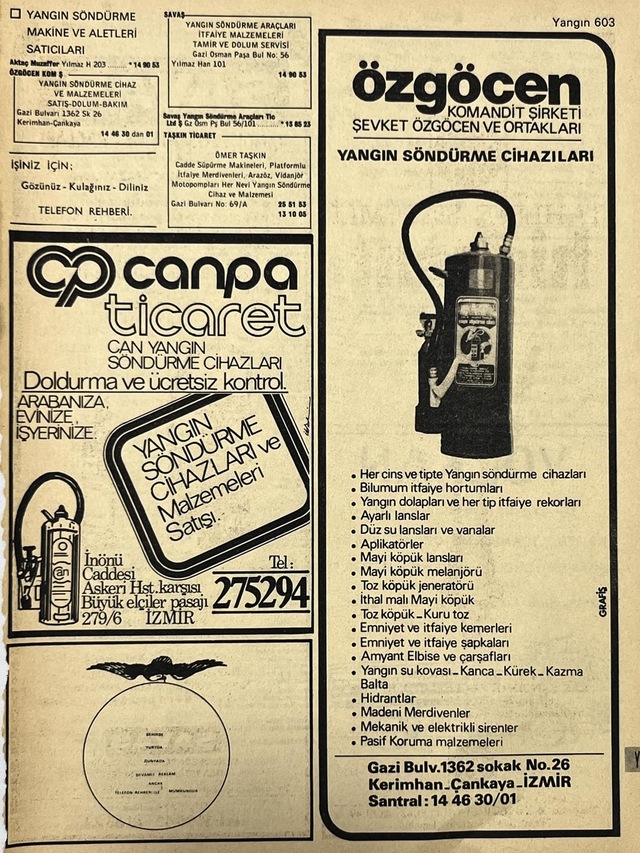 İzmir 1982-1983 Meslek Reklam İlanı Efemera S603 Teşhir Ürün