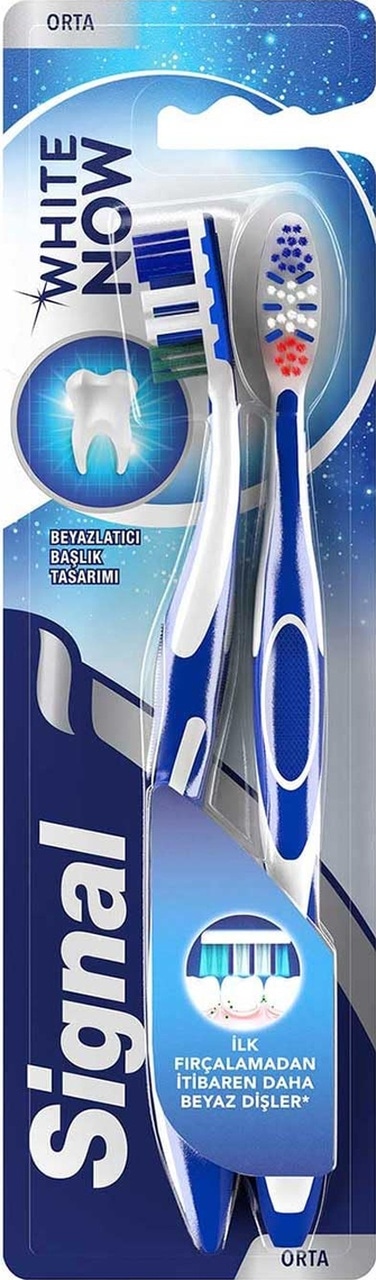 Signal White Now Beyaz Dişler 2'li 1+1 Orta Diş Fırçası Sku: Smg8690010405173