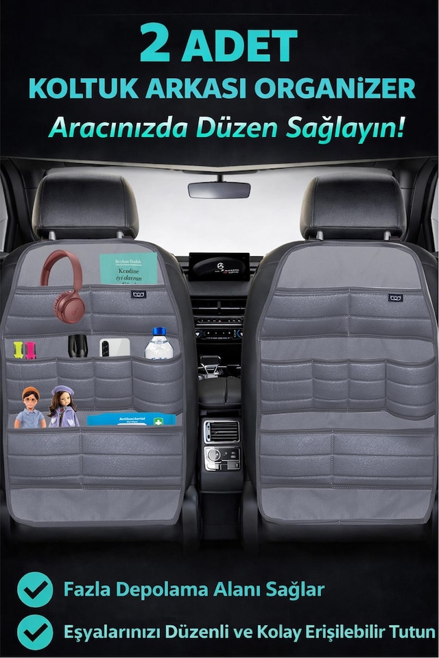 Bod Ecolux Serisi Araba Oto Koltuk Arkası Eşya Düzenleyici Araç İçi Organizer 2'li Set M