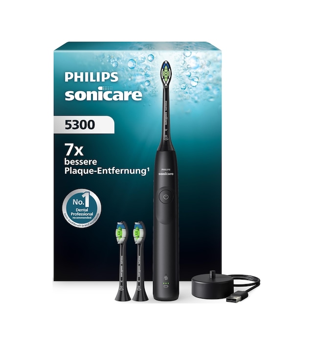 Philips Sonicare 5300 Elektrikli Diş Fırçası, 2 Yoğunluk Seviyeli Sonic Diş Fırçası, Basınç Kontrolü, Easystart, Smartimer Ve Brushpacer, Siyah, Model Hx7101/04 Yeni Teknoloji