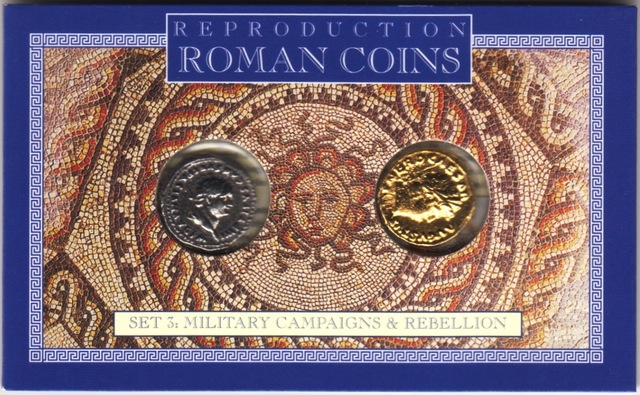 Reprodüksiyon-roma Askeri Seferleri 2 Li Sikke Seti. Nero Ve Titus Sikkeleri. Özel Kitinde.