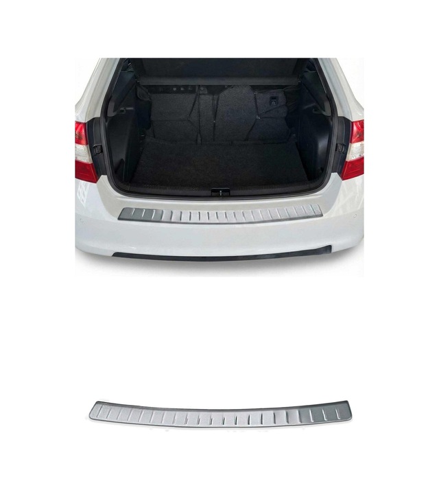 Skoda Rapid Sedan 2012-2019 Uyumlu Krom Arka Tampon Eşiği Paslanmaz Çelik Taşlı Mat