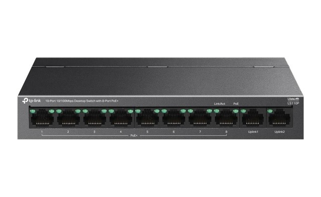 Tp-link Ls110p 8 Port 10-100 Mbps Poe+ 2 Port 10-100 Uplink Switch Metal Kasa Kdo