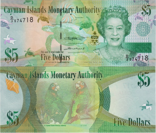Cayman Adaları 5 Dolar 2018 Kraliçe Iı. Elizabeth. Çil Kondisyon.