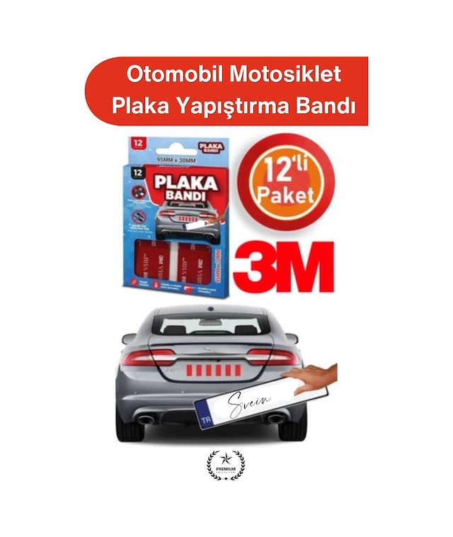 Plakabandı Otomobil Motosiklet Plaka Yapıştırma Bandı 3m Vhb Çift Taraflı Çok Güçlü Suya Dayanıklı Standart