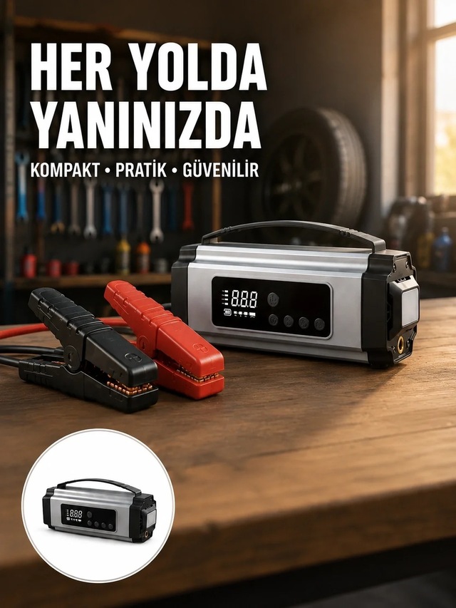 Ers Acil Durumlar İçin Çok Fonksiyonlu Araç Akü Takviyesi Hava Kompresörü Ve Güç Kaynağı Yeni Nesil