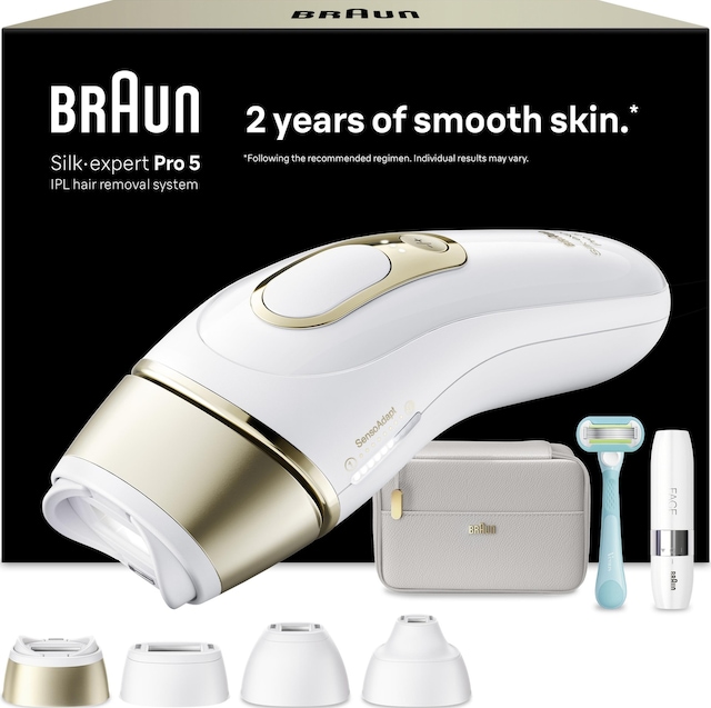 Braun IPL Silk·Expert Pro 5 Evde Lazerle Tüy Alma Mini Yüz Tüy Alma Cihazı 4 Başlık PL5412