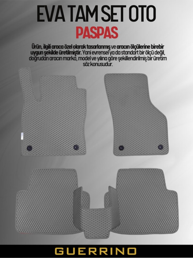 Peugeot-207- 2006-2014 İçin Eva İç Paspas Takımı Metal Topukluk Hariç