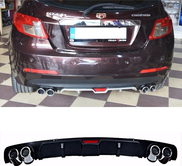 Gelly Emgrand Uyumlu Siyah Difüzör 4 Krom Egzoz Görünümlü Difizör Arka Ek Body Kit