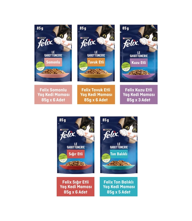 Purina Felix Karışık Çeşitli Pouch Yetişkin Kedi Yaş Maması 26 x 85 G