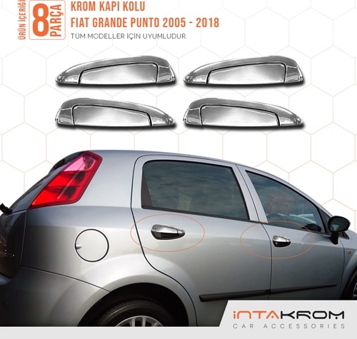 intakrom Fiat Grande Punto Krom Kapı Kolu 4 Kapı 8 Parça - 2005 - 2018