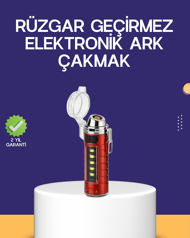 Usb Şarjlı Rüzgar Geçirmez Elektrikli Çakmak El Fenerli - Lisinya