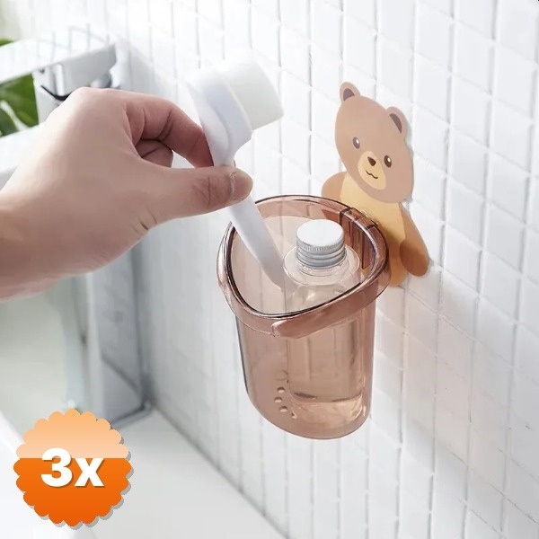 3 Adet Ayı Figürlü Plastik Organizer Delikli Tabanlı