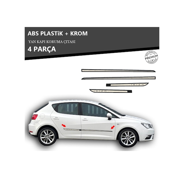 Seat İbiza 2011 Üzeri Yan Kapı Koruma Çıtası Plastik + Krom Unvrslppkçt00042