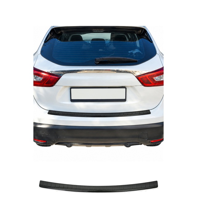 Nissan Qashqai J11 2013-2017 Uyumlu Karbon Fiber Arka Tampon Eşiği Bagaj Eşiği Siyah
