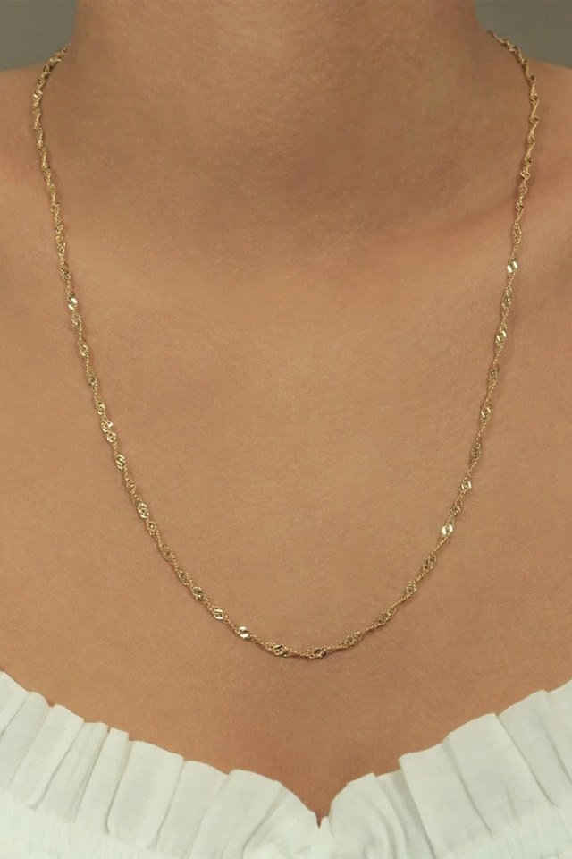 14 Ayar Altın Singapur Zincir Kolye 2.10 Mm Sarı Altın
