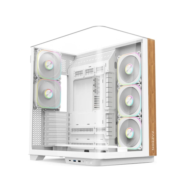 Fazeon F25 WOODEN ATX 5x120mm Fans ARGB White 850W PSU 80+ Bronze