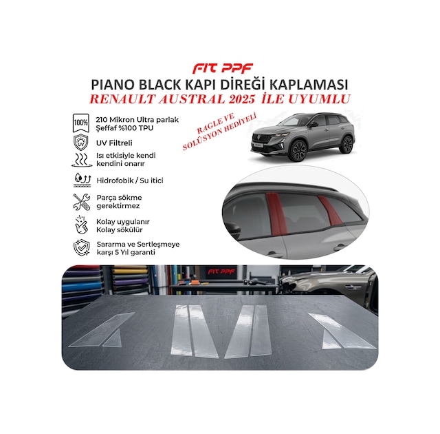 Austral 2025 Hazır Kesim Piano Black Kapı Yan Direk Kaplamaları 2