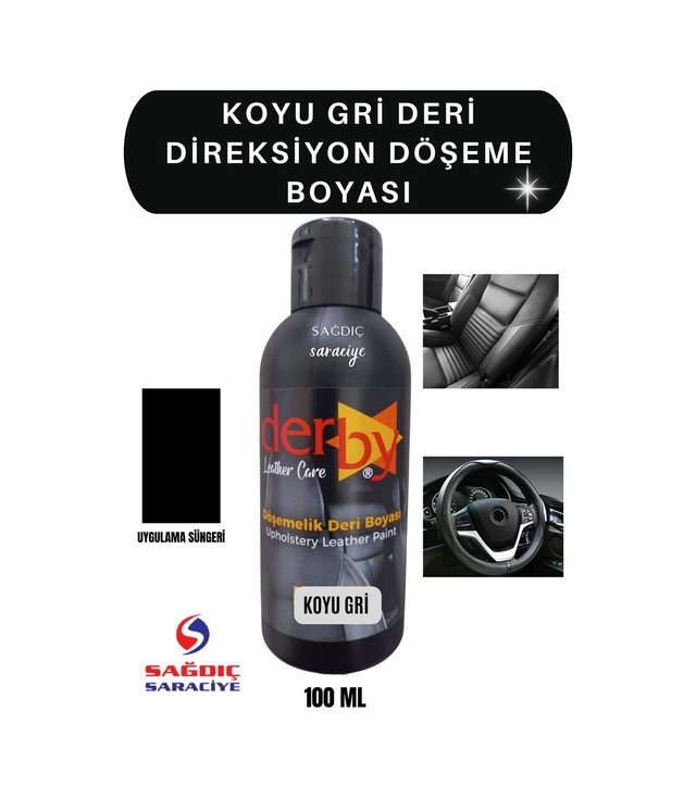 Derby Koyu Gri Deri Oto Koltuk Direksiyon Döşeme Boyası