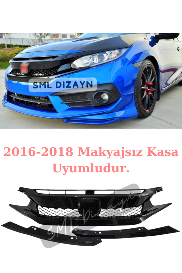 2016-2017-2018 Civic Fc5 Typer Ön Panjur Böbrek Parlak Siyah