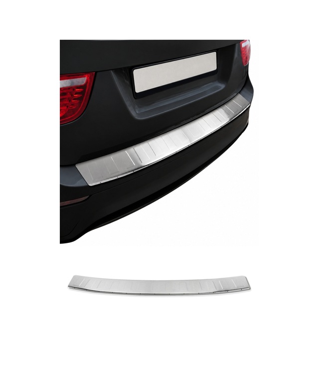 Bmw X6 E71 2008-2014 Uyumlu Krom Arka Tampon Eşiği Paslanmaz Çelik Taşlı Mat
