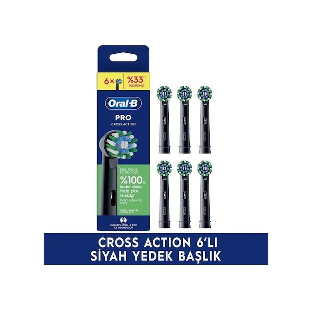 Oral-b Cross Action Şarjlı Siyah Diş Fırçası Yedek Başlığı 6 Adet