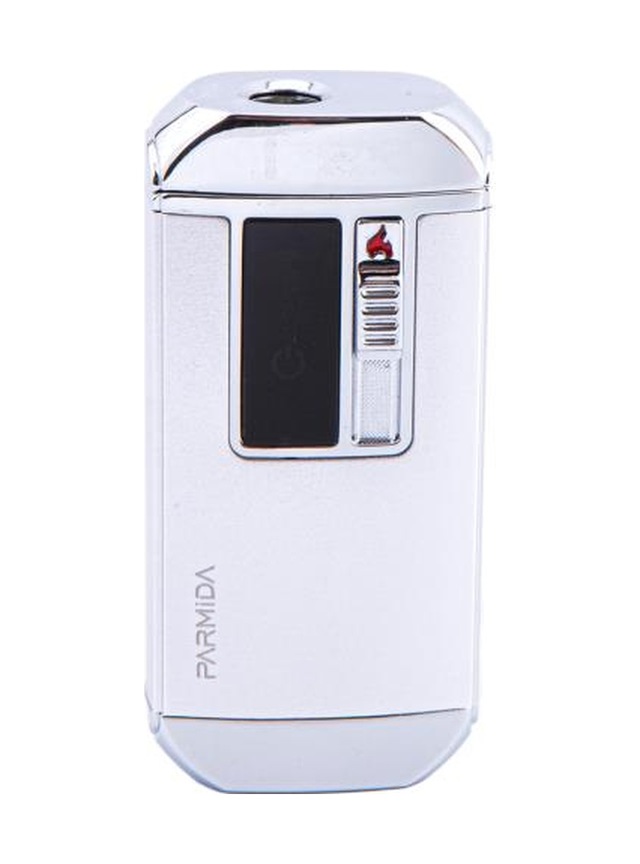 Gümüş Multifonksiyonel Çakmak Tek Torch Pürmüz Puro Çakmağı, Elektrikli Çakmak, Powerbank, El Feneri - Tr4682