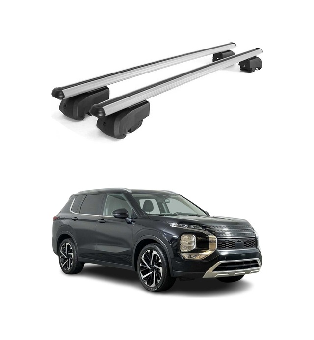 Mitsubishi Outlander Iv 2021-2027 Arası Uyumlu Port Bagaj Taşıyıcı Ara Atkı Alüminyum Gümüş 2 Parça