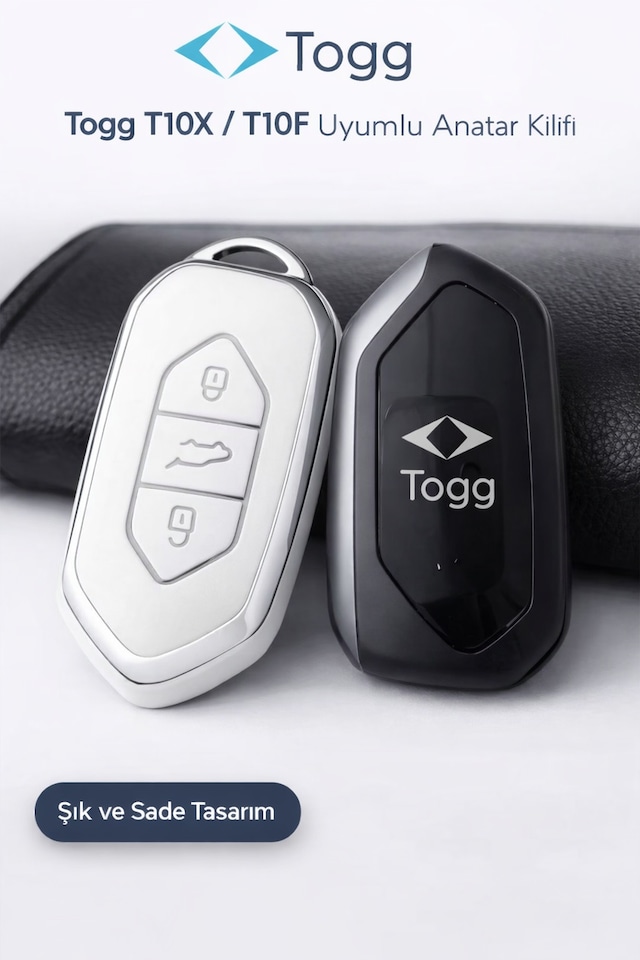 Togg T10x T10f Anahtar Kılıfı Aksesuar Beyaz-gümüş
