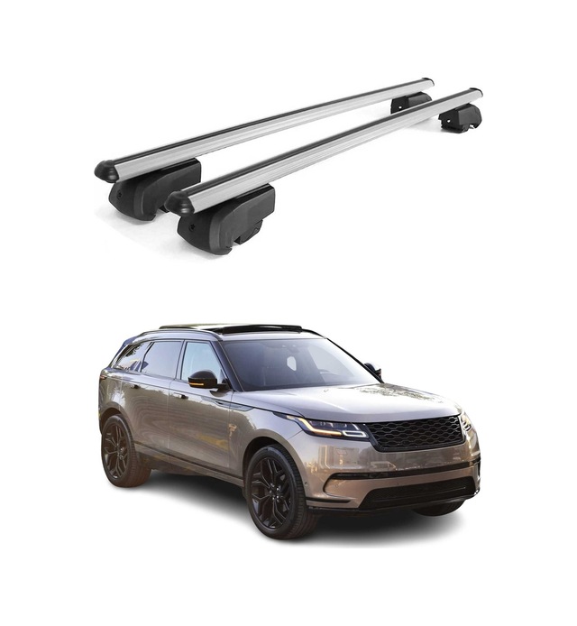Land Rover Range Rover Velar 2017-2027 Arası Uyumlu Port Bagaj Taşıyıcı Ara Atkı Alüminyum Gümüş 2 Parça