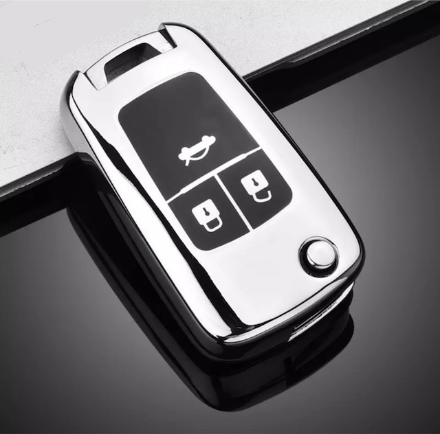 Opel Uyumlu Astra J Parlak Anahtar Kılıfı Gümüş Renk