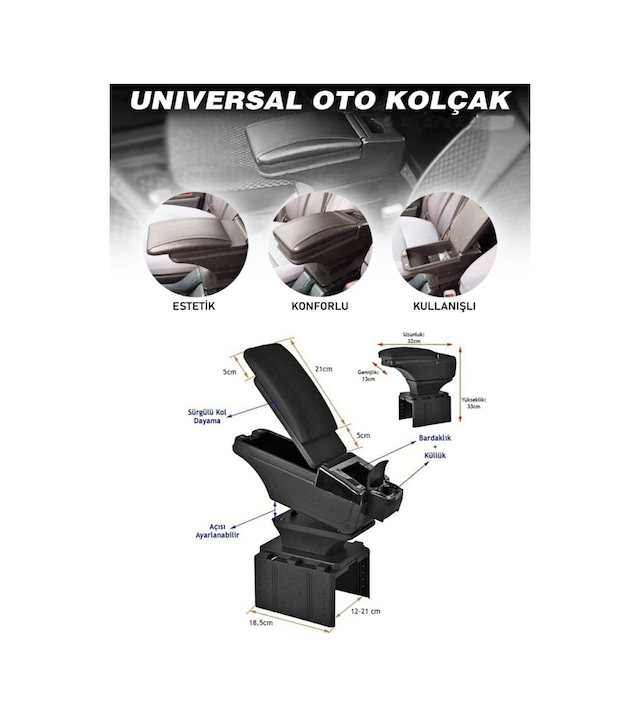 Universal Lüx Kolçak Kol Dayama Ayalanabilir Ayaklı Krom