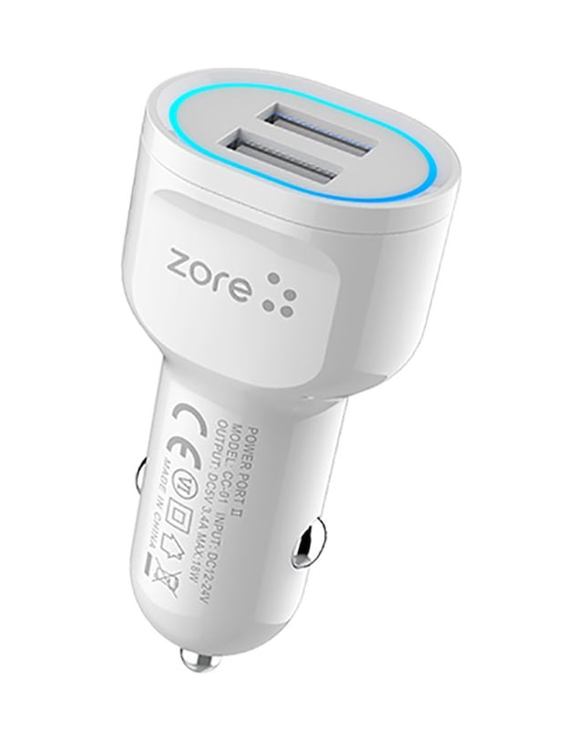 Nourthkiingdom Cc-01 Hızlı Şarj Özellikli Led Işıklı Dual Usb Araç Şarj Başlığı 18w - Beyaz Beyaz