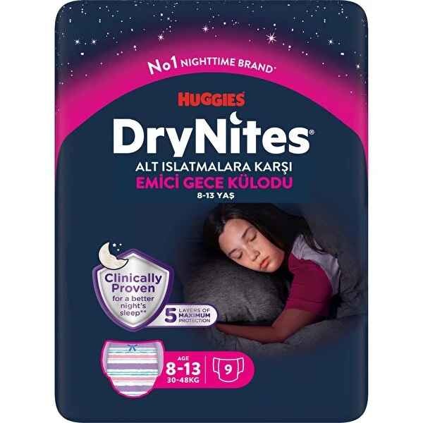 Huggies Drynites Gece Külodu Kız 8-13 Yaş 30-48 Kg 1 Paket 9 Adet