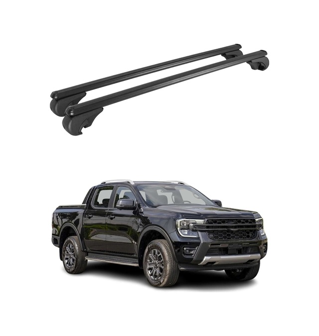 Ford Ranger Çift Kabin 2011-2027 Arası Uyumlu Port Bagaj Taşıyıcı Ara Atkı Alüminyum Siyah 2 Parça