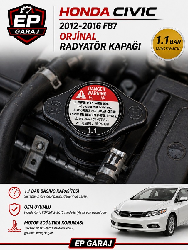 Honda Cıvıc Fb7 2012 2016 Radyatör Kapağı 1.1 Bar