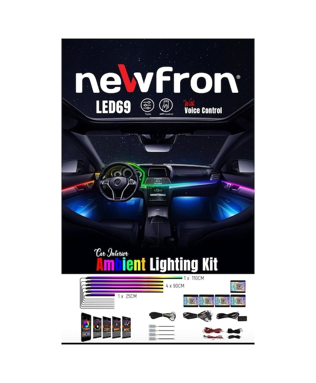 By Reis Audio Nf-led69 Xl Yeni Ext Uzun Araç İçi 64renk Ambiyans Aydınlatma Kayarlı Led