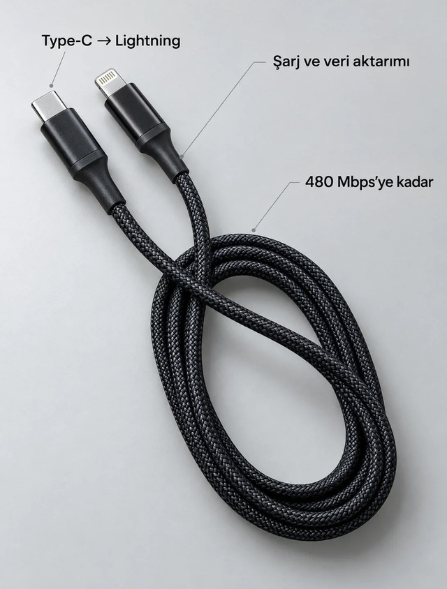 Ers Uzun Ve Dayanıklı Type C Lightning Pd Hızlı Şarj Kablosu