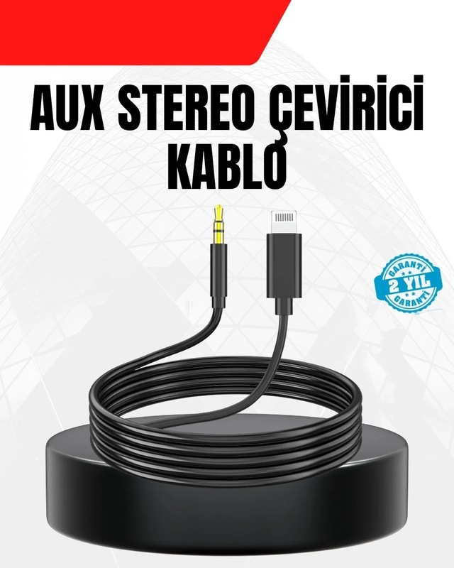 Ers 1 Metre Lightning To Aux Çevirici Kablo Stereo Ses Yüksek Kalite